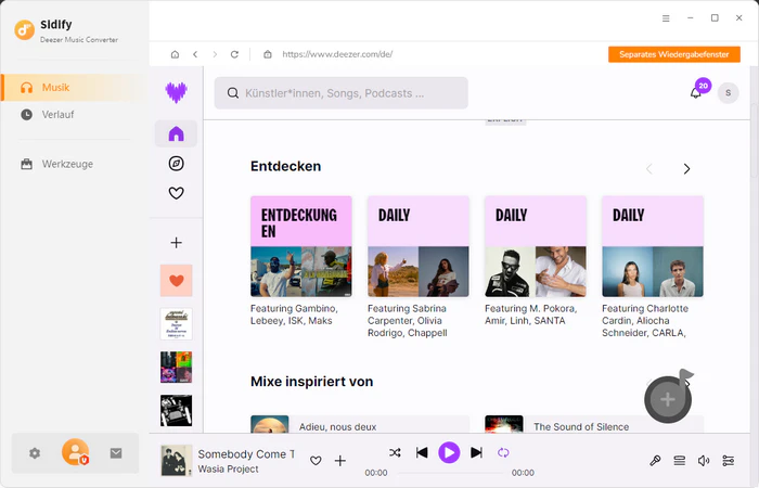 sich bei Deezer-Konto anmelden