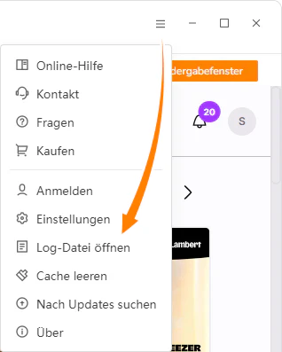 Log-Datei finden