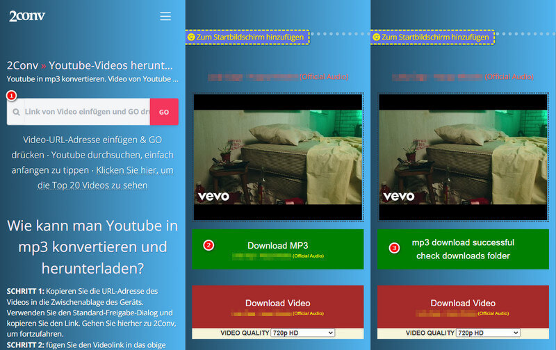 YouTube in MP3 konvertieren mit 2Conv