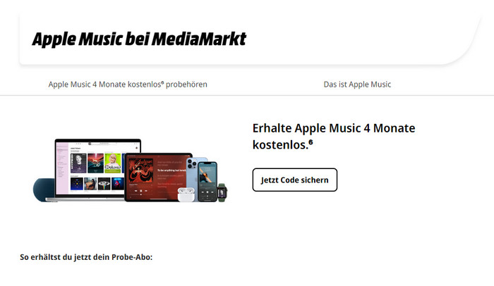 Apple Music bei MediaMarkt 4 Monate erhalten
