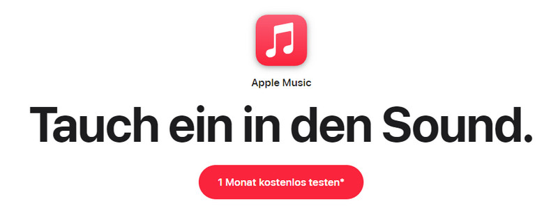 Probemitgliedschaft bei Apple Music Website