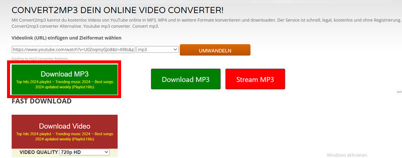 Download von YouTube starten