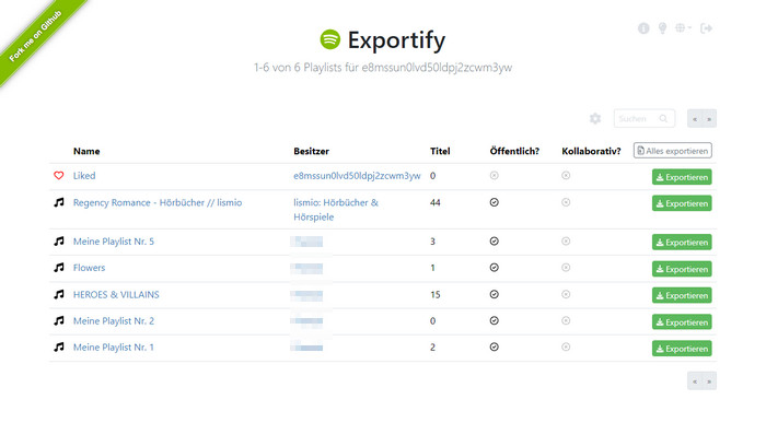 Spotify-Playlists in CSV exportieren