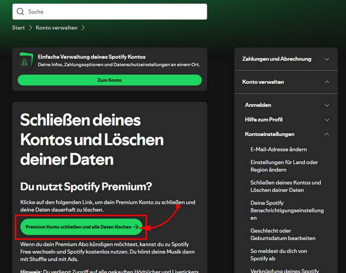 Mein Spotify Konto löschen