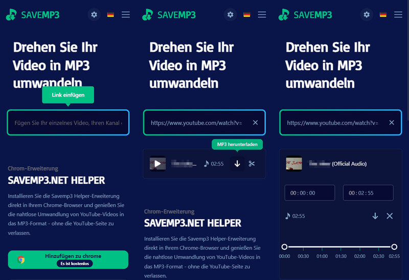 YouTube Musik mit SaveMP3 in MP3 downloaden