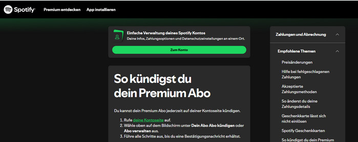 Mein Spotify Abo kündigen