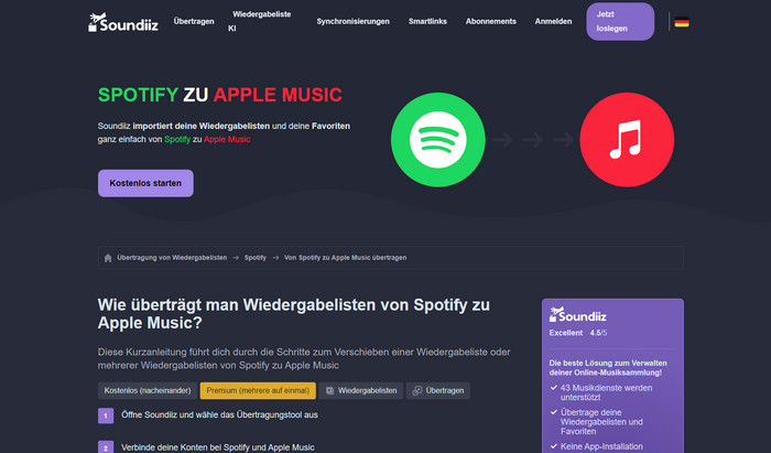 Spotify Playlists mit Soundiiz übertragen