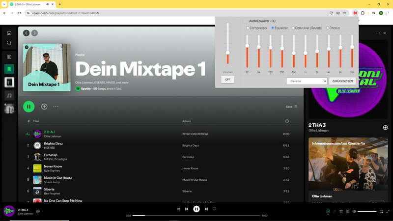 Spotify Equalizer auf Spotify Webplayer