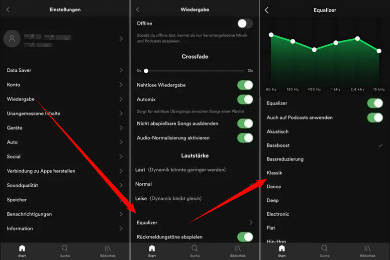 Spotify Equalizer auf iPhone