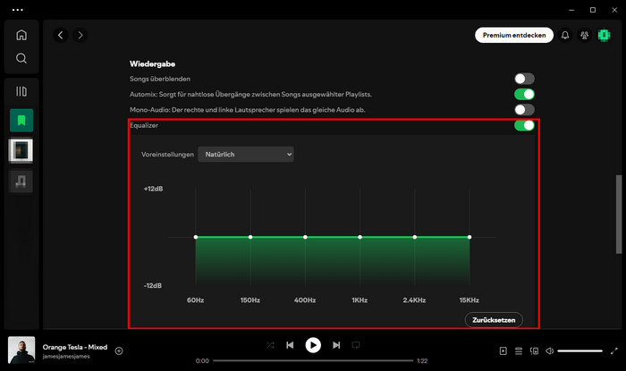 Spotify Equalizer auf PC