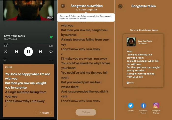 Songtexte teilen