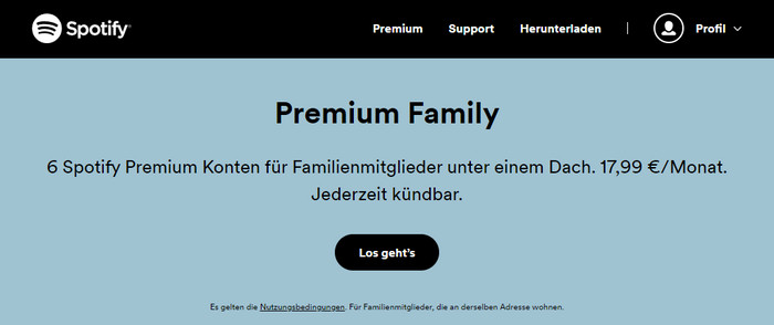 Spotify Premium Familienabonnements