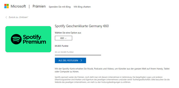 Spotify Premium Geschenkkarte 6 Monate bei Microsoft einlösen