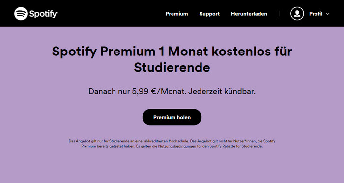 Spotify Premium Studierende