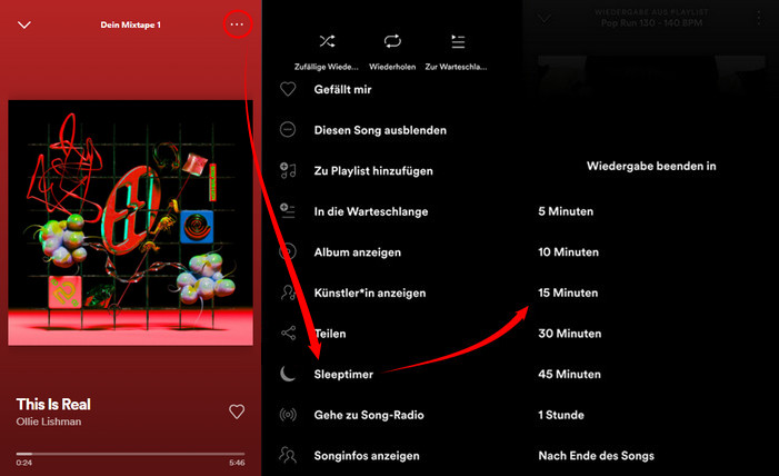 Spotify Sleep Timer Android einstellen