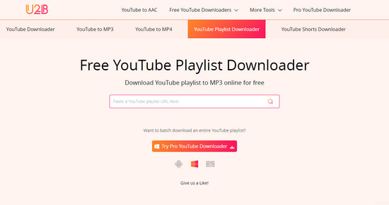 U2B YouTube Playlist Downloader