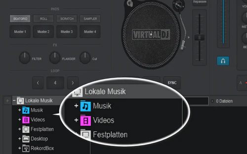 Lokale Musik in Virtual DJ importieren