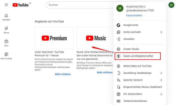 YouTube Premium 1 Monat lang kostenlos PC