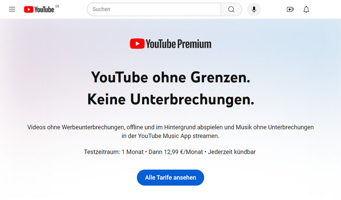 YouTube Premium 1 Monat lang kostenlos nutzen