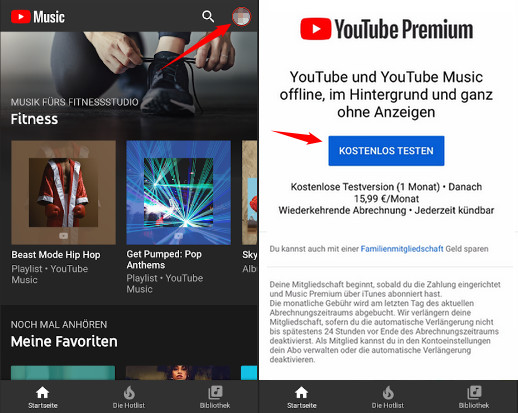 YouTube Premium 1 Monat lang kostenlos Android