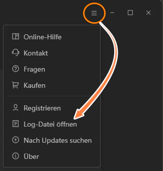 Log-Datei finden