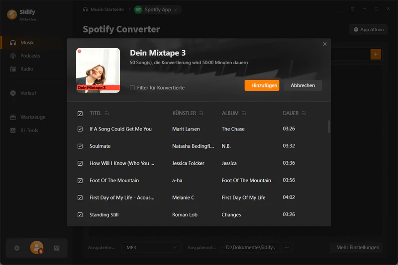 Musik hinzufuegen