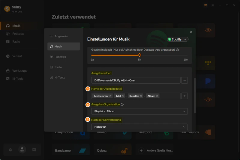 Ausgabeeinstellungen