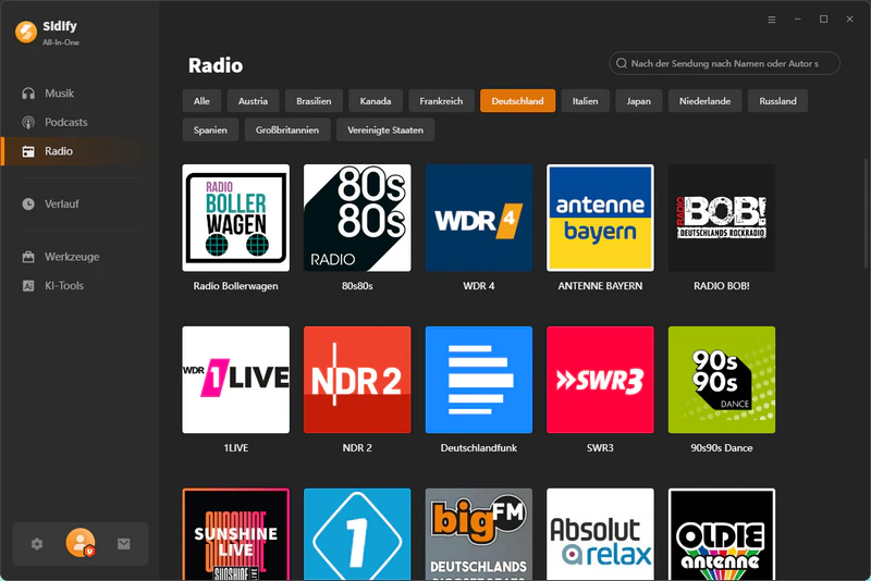 Radios finden und aufnehmen