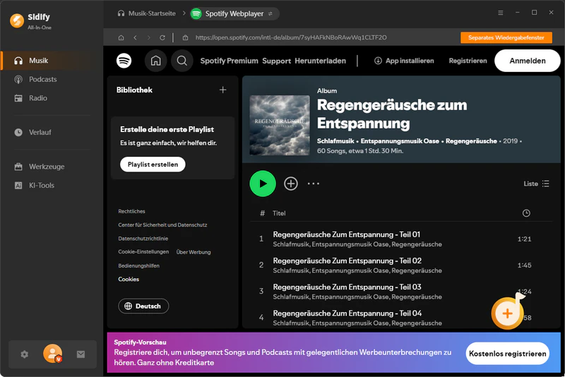 Musik über Webplayer hinzufügen