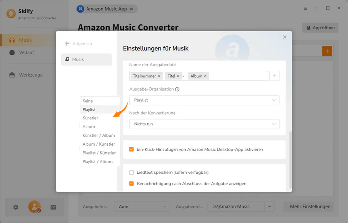 Ausgabeeinstellungen
