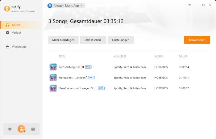 Zur Konvertierungsliste hinzufügen