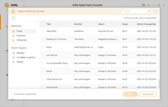 Importieren Sie Apple Music Songs oder iTunes M4P Dateien