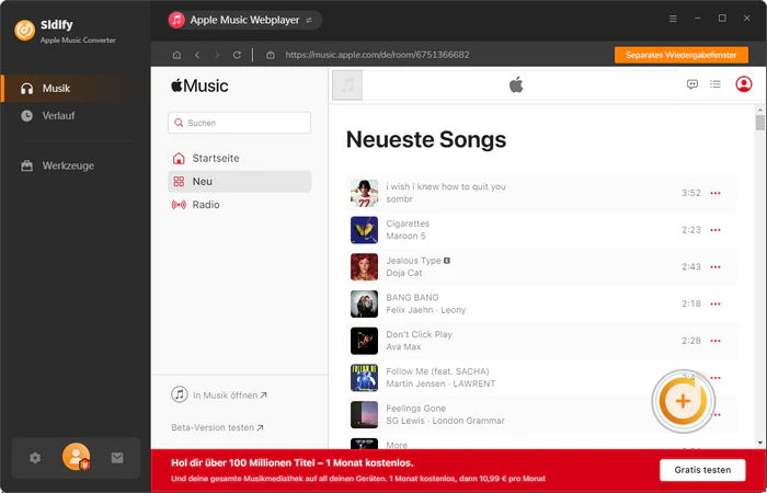 Apple Music über Webplayer hinzufuegen
