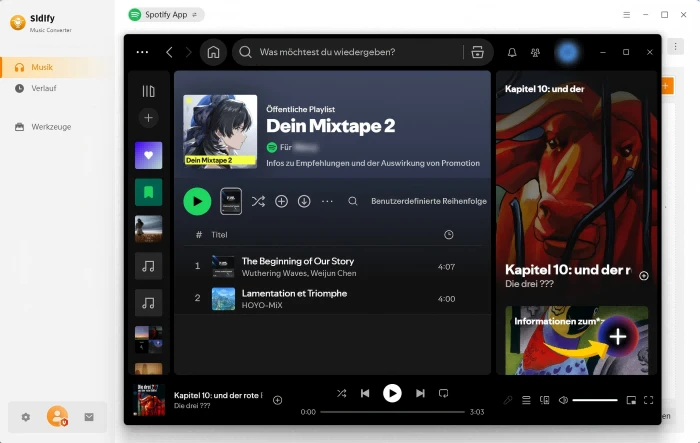Spotify Playlist auswählen und hinzufügen