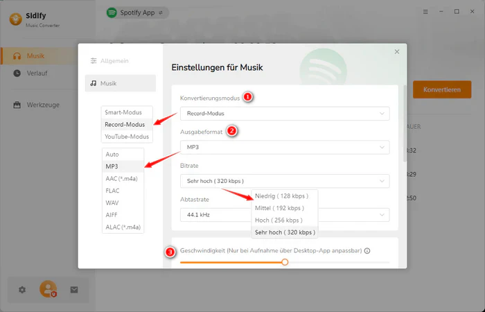MP3 Format für Spotify Album einstellen