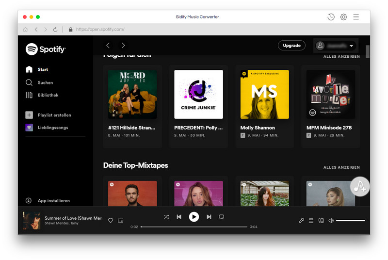 Hauptschnittstelle von Spotify Music Converter für Mac