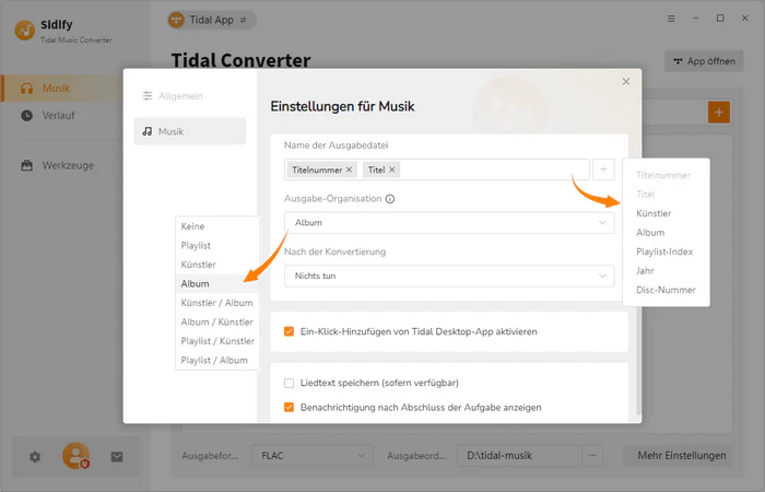 Ausgabeeinstellungen