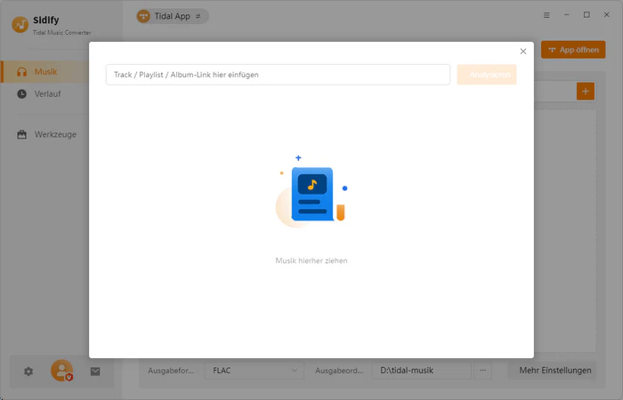 URL von Tidal Musik einfügen