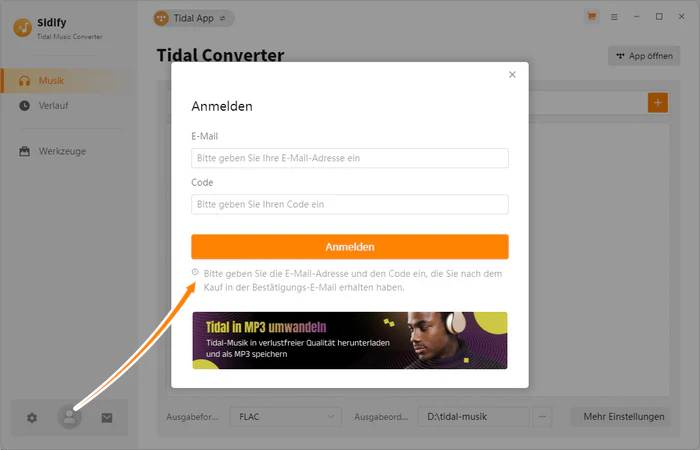 Tidal Music Converter for Windows registrieren