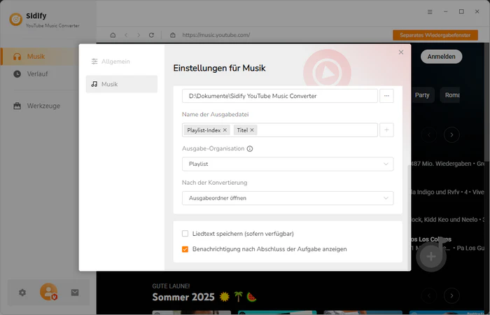 Ausgabeeinstellungen