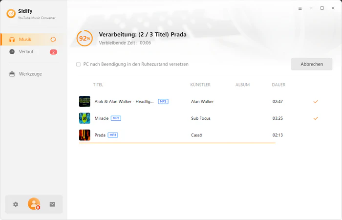 YouTube Music Playlist in MP3 konvertiert