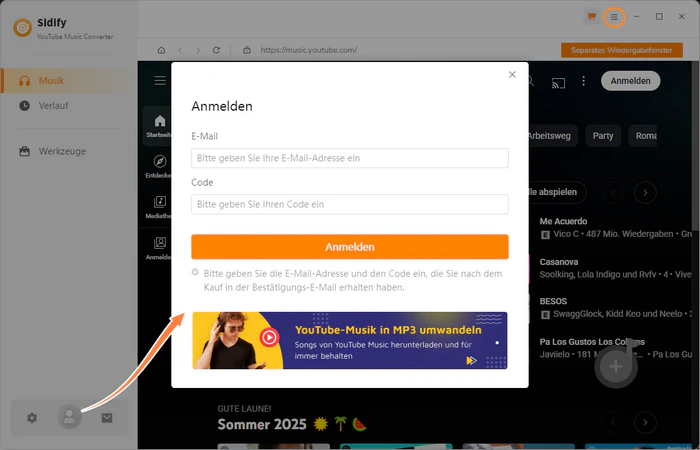 YouTube Music Converter for Windows registrieren
