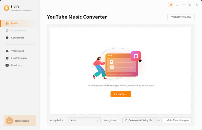 Hauptoberfläche von YouTube Music Converter