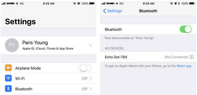 Verbinden Sie das iPhone mit Amazon Echo über Bluetooth