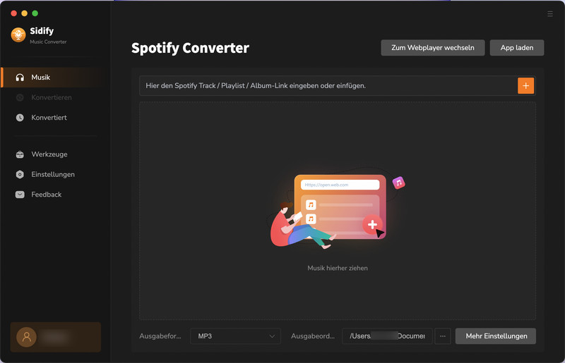 Hauptoberfläche von Sidify Spotify Music Converter für Mac